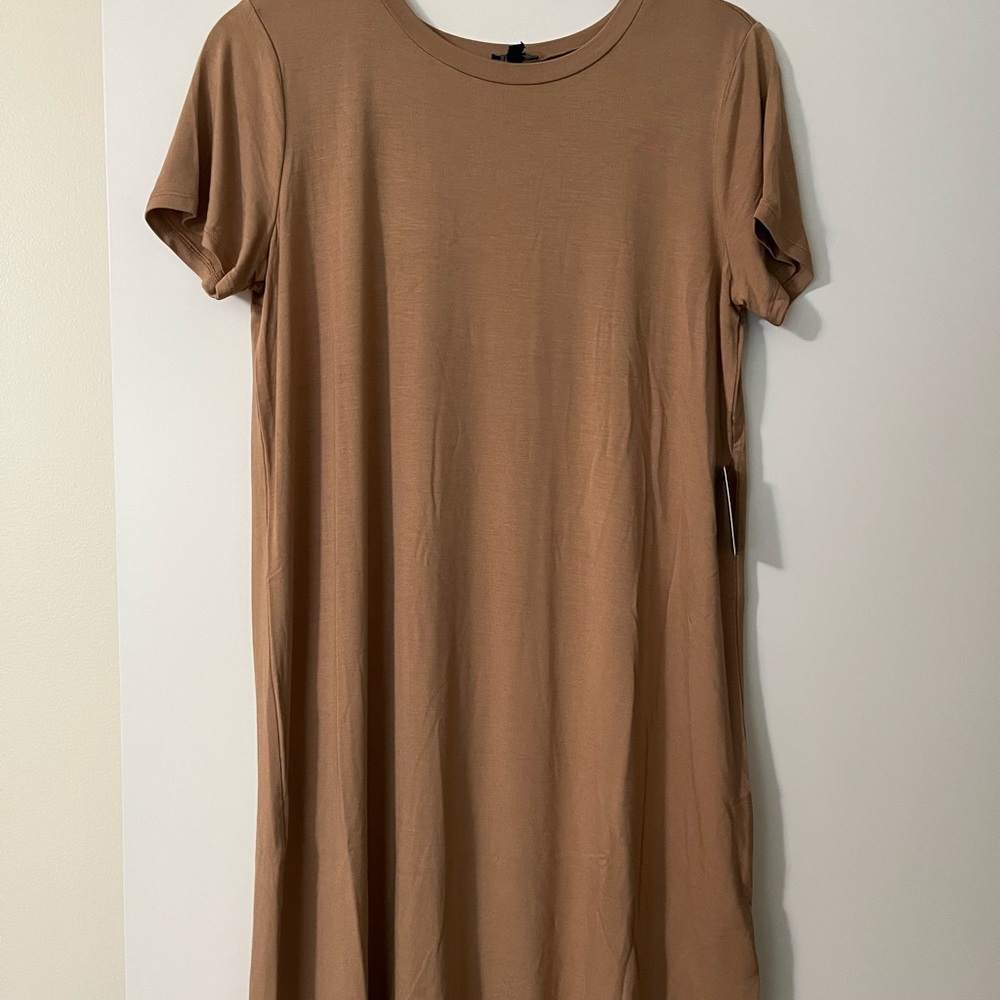 Casual Tan T-Shirt Dress